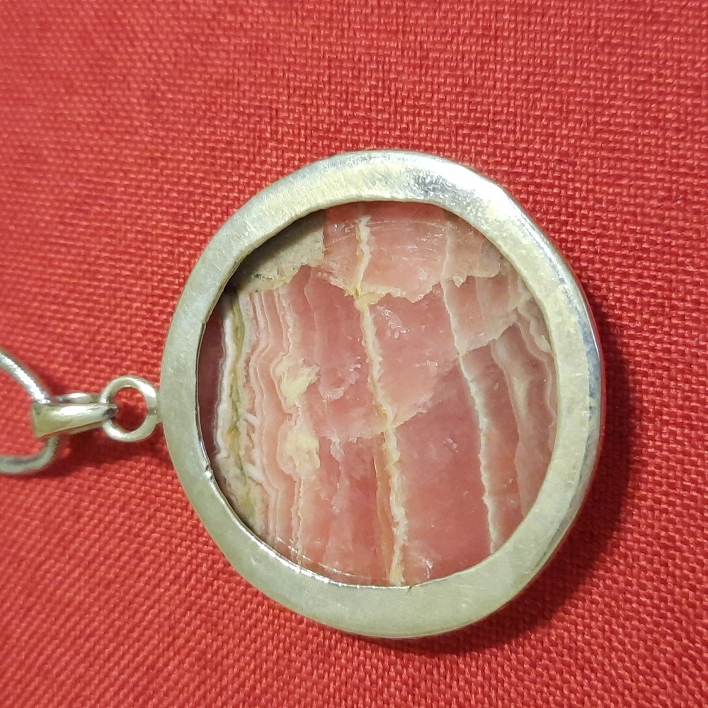 Rhodochrosite sterling silver pendant - Picture 2 of 6